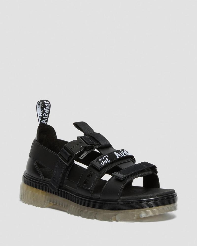 Black Men\'s Dr Martens Pearson Iced Casual Strap Sandals | CA 640VRW